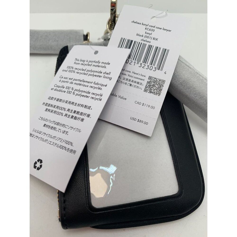 Kate Spade New York Chelsea Black Card Case Lanyard With ID Window - Picture 3 of 3